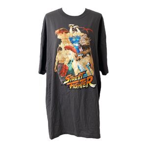 Street Fighter Mens XXLT Shirt Capcom Dark Grey Graphic Short Sleeve Crewneck